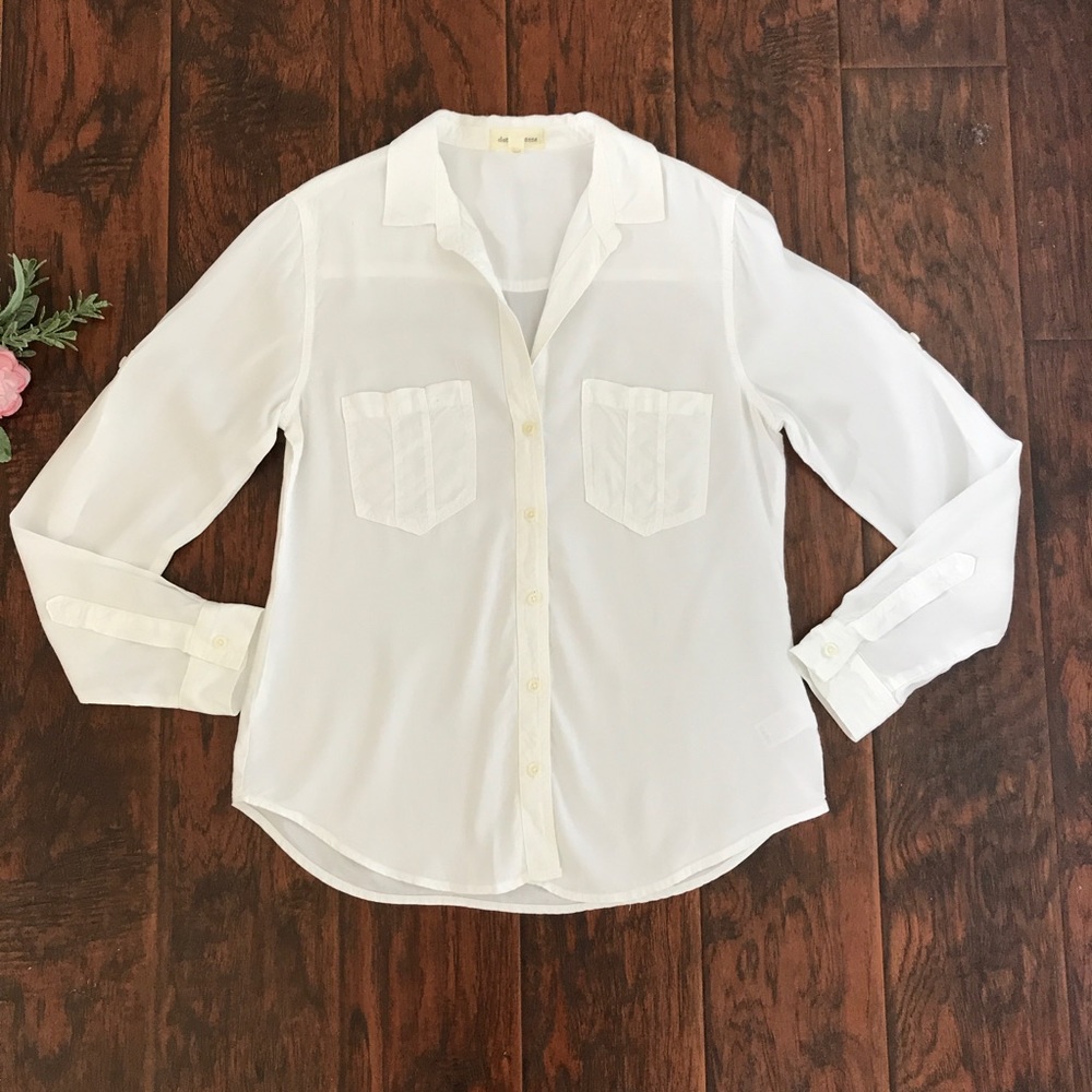 Anthropologie Cloth&Stone White Luna Tencel Top